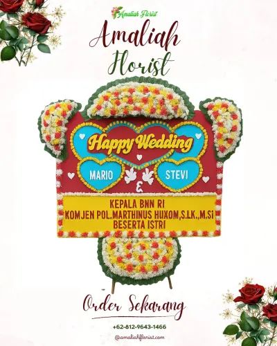 Karangan Papan Bunga Pernikahan di Pipa Reja